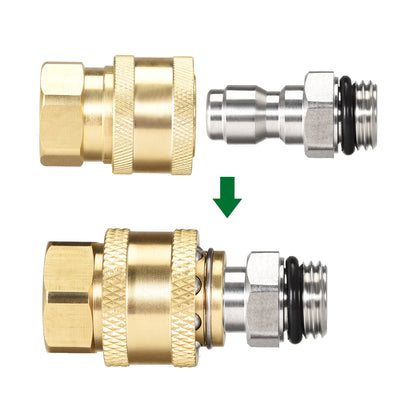 Harfington Uxcell Brass Quick Connect Set Stainless Steel M14x1.5 Male & Female Thread 2 Sets