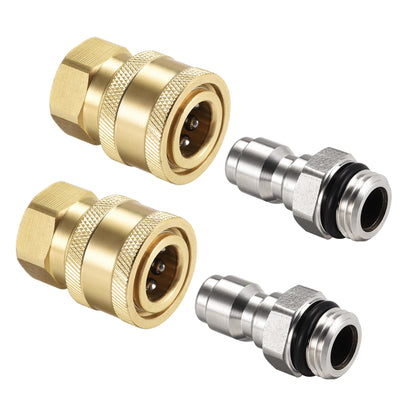 Harfington Uxcell Brass Quick Connect Set Stainless Steel M14x1.5 Male & Female Thread 2 Sets