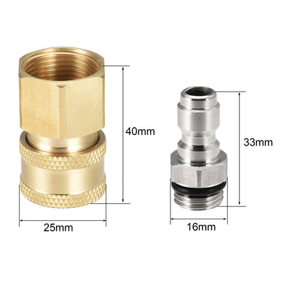 Harfington Uxcell Brass Quick Connect Set Stainless Steel M14x1.5 Male & M22x1.5 Female Thread