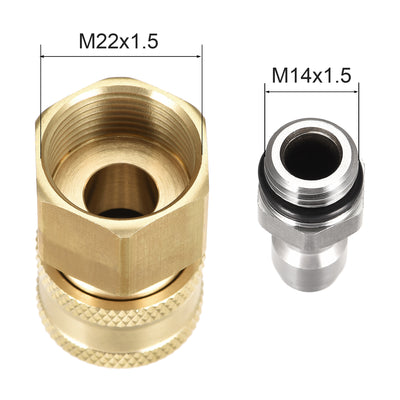 Harfington Uxcell Brass Quick Connect Set Stainless Steel M14x1.5 Male & M22x1.5 Female Thread