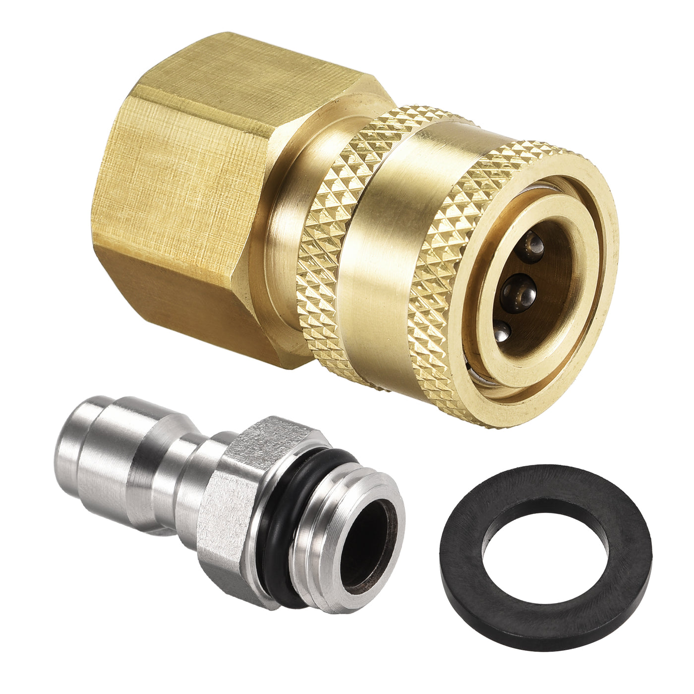 uxcell Uxcell Brass Quick Connect Set Stainless Steel M14x1.5 Male & M22x1.5 Female Thread