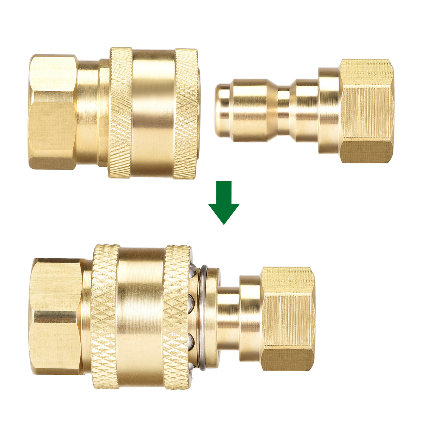 uxcell Uxcell Brass Quick Connectors Set M14x1.5 Female Thread 2 Sets