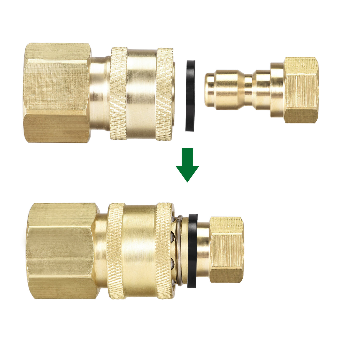 uxcell Uxcell Brass Quick Connect Set Fittings M14x1.5 & M22 Female Thread 2 Sets
