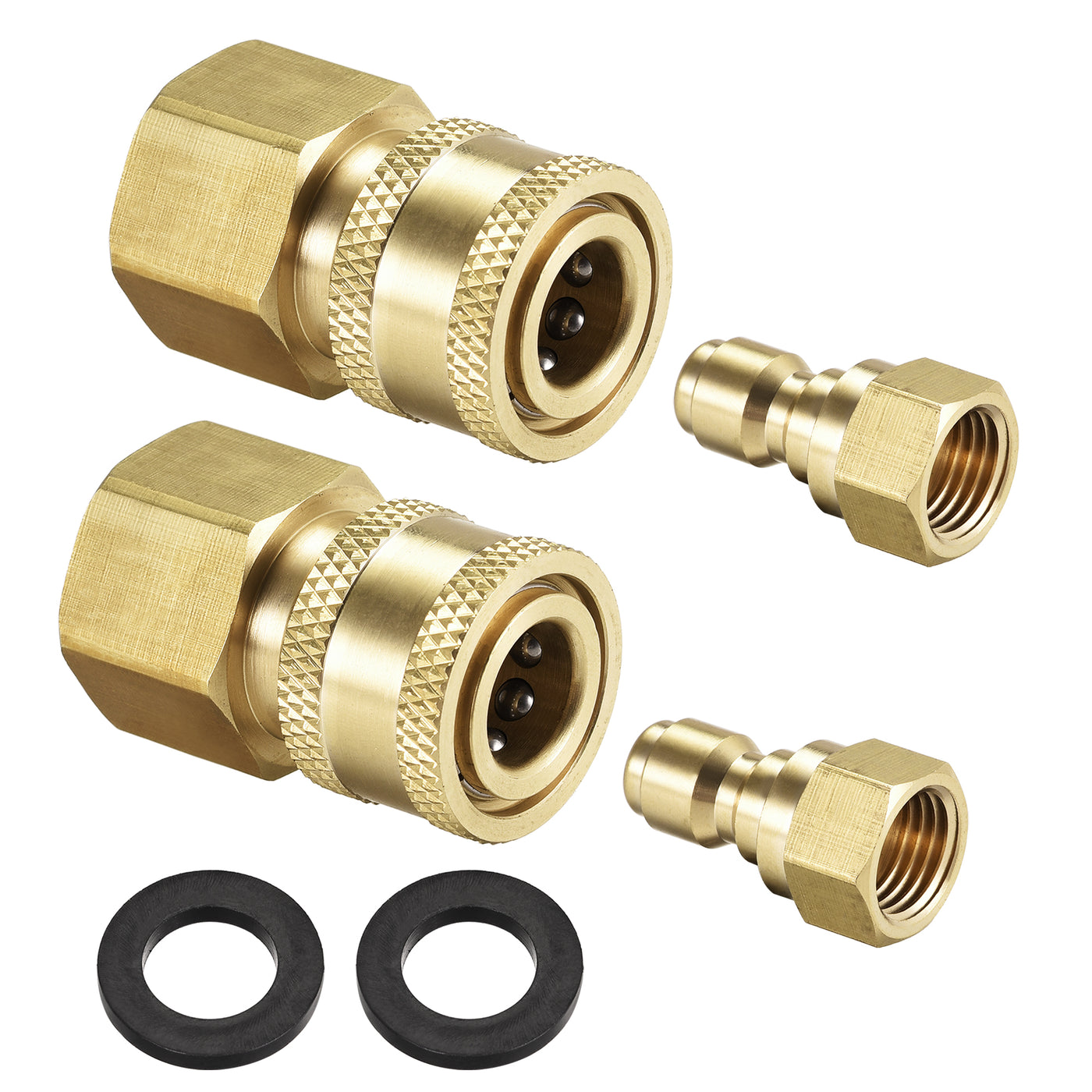 uxcell Uxcell Brass Quick Connect Set Fittings M14x1.5 & M22 Female Thread 2 Sets