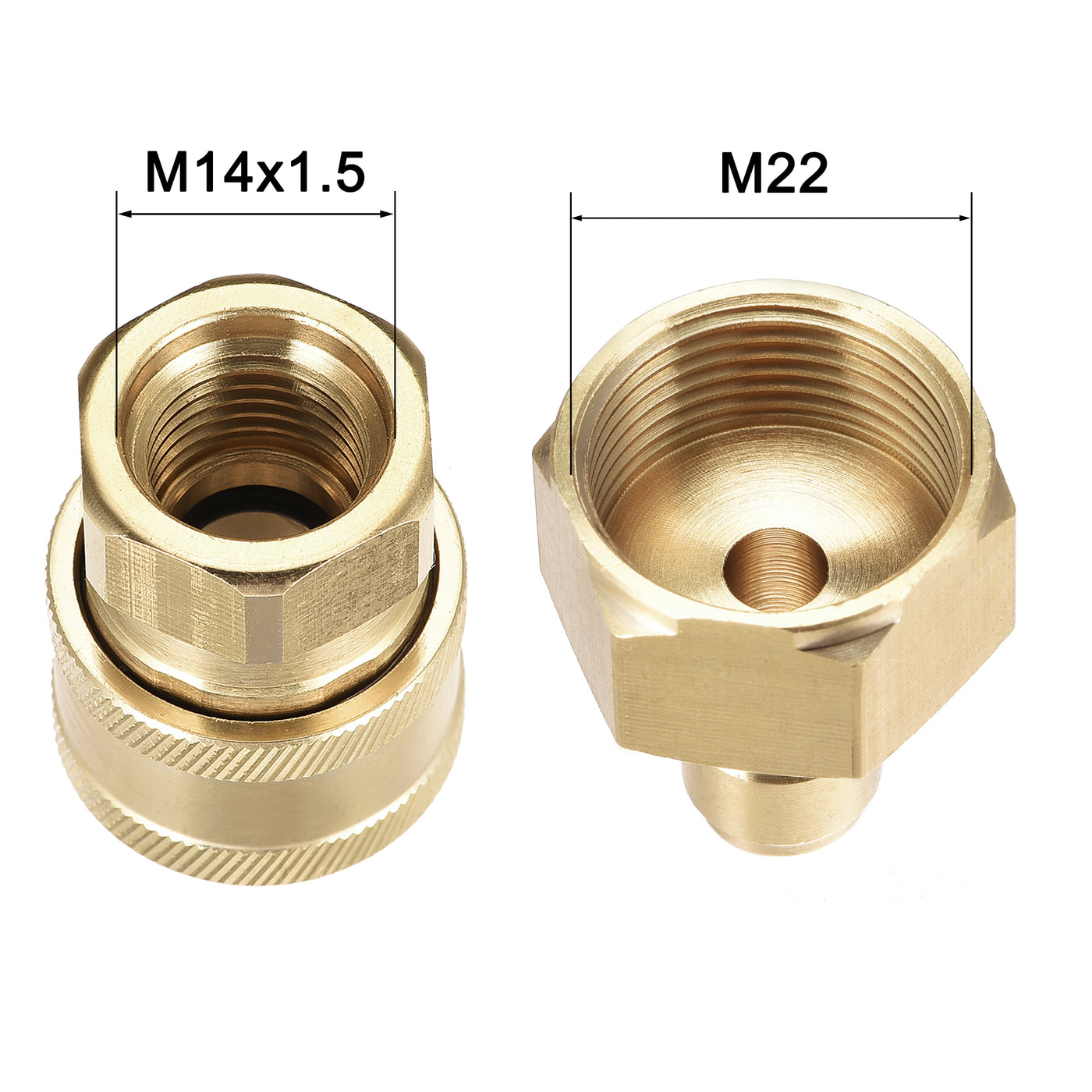 uxcell Uxcell Brass Quick Connectors Set M22x1.5 & M14x1.5 Female Thread 2 Sets