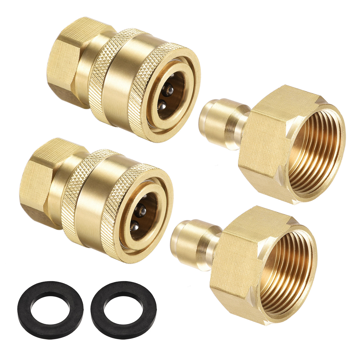 uxcell Uxcell Brass Quick Connectors Set M22x1.5 & M14x1.5 Female Thread 2 Sets