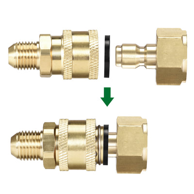 Harfington Uxcell Brass Quick Connectors Set M14x1.5 Male & M22x1.5 Female Thread