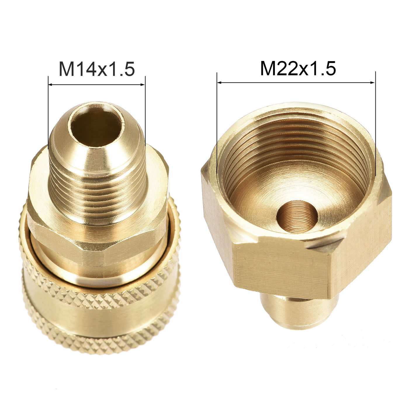 uxcell Uxcell Brass Quick Connector Set Fittings M14x1.5 Male & M22 Female Thread 2 Sets