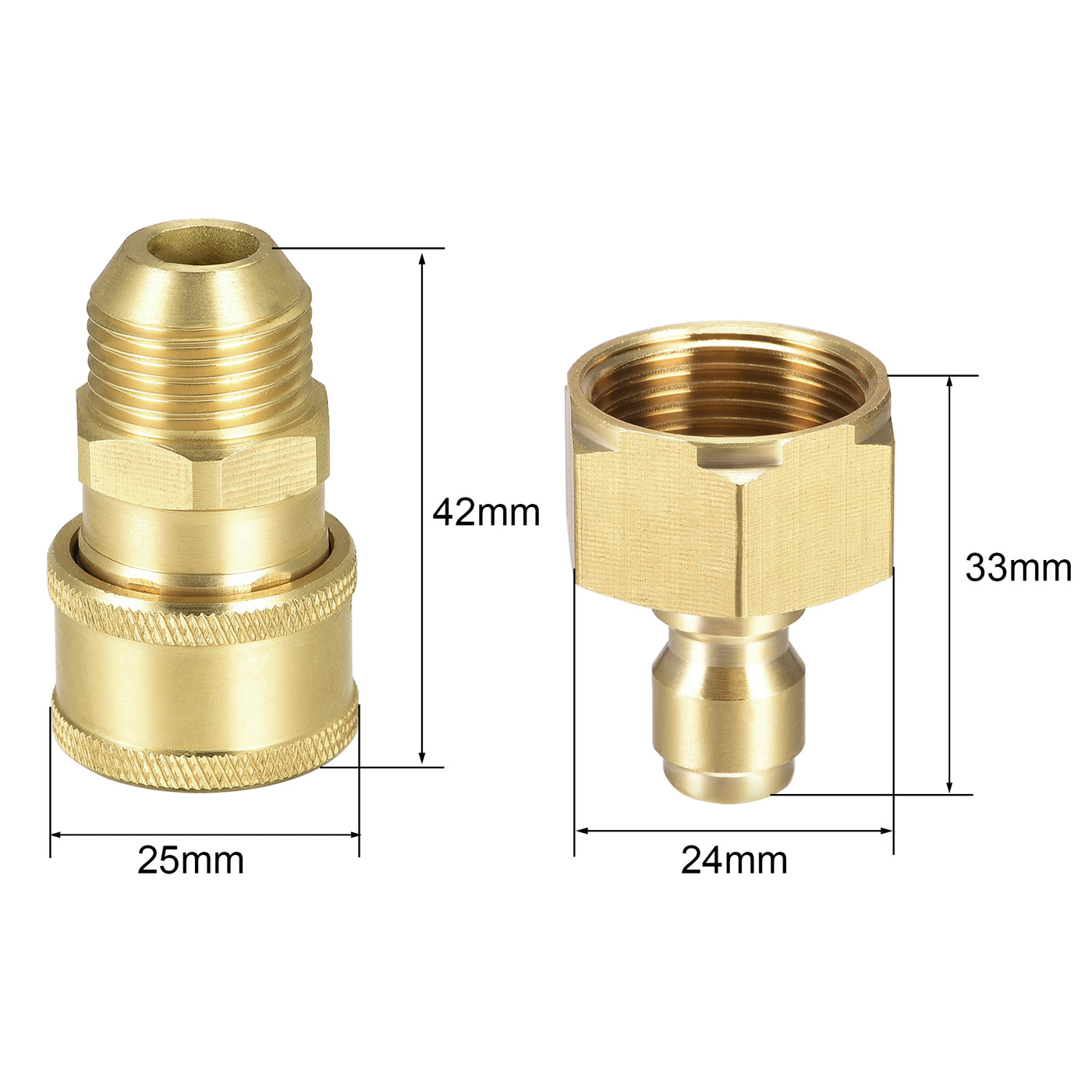 uxcell Uxcell Brass Quick Connect Set M18x1.5 Male & M22 Female Thread
