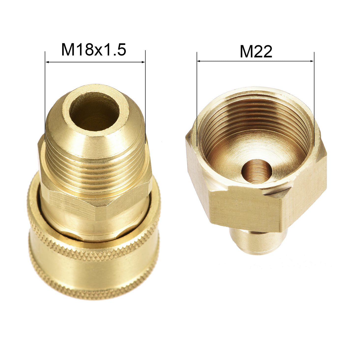 uxcell Uxcell Brass Quick Connect Set M18x1.5 Male & M22 Female Thread