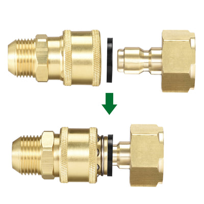Harfington Uxcell Brass Quick Connect Set M18x1.5 Male & M22 Female Thread
