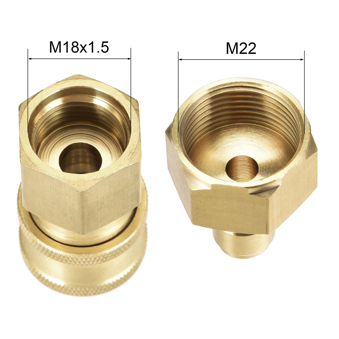 uxcell Uxcell Brass Quick Connect Set Fittings M22 & M18x1.5 Female Thread