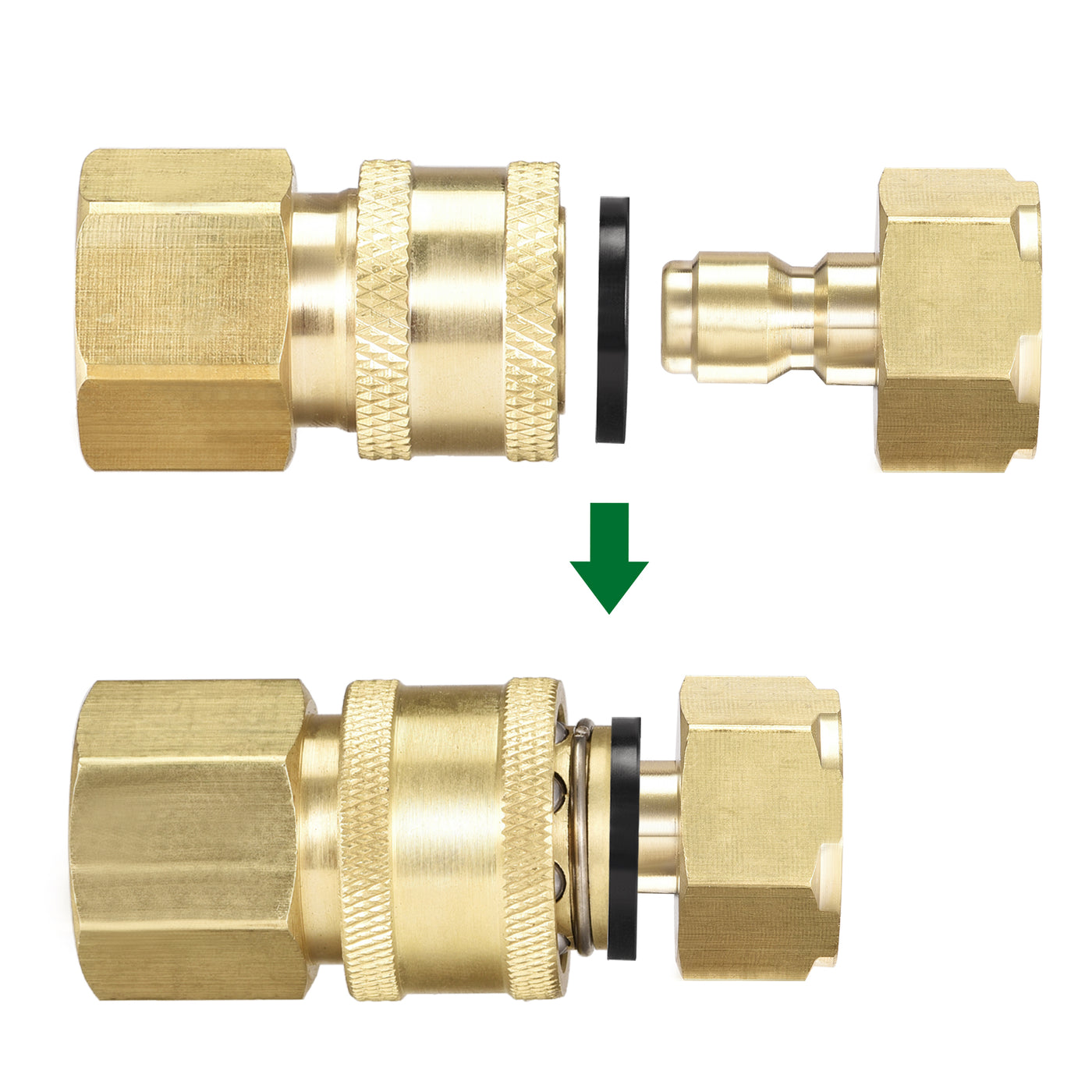 uxcell Uxcell Brass Quick Connect Set Fittings M22 & M18x1.5 Female Thread