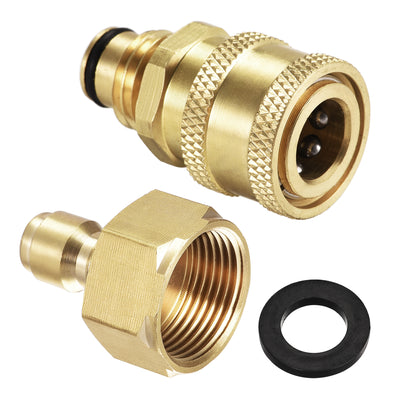 Harfington Uxcell Brass Quick Connect Set G3/8 Male & M22 Female Thread