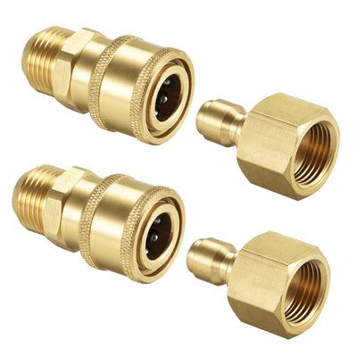 Harfington Uxcell Brass Quick Connect Set M18x1.5 Male & M18 Female Thread 2 Sets