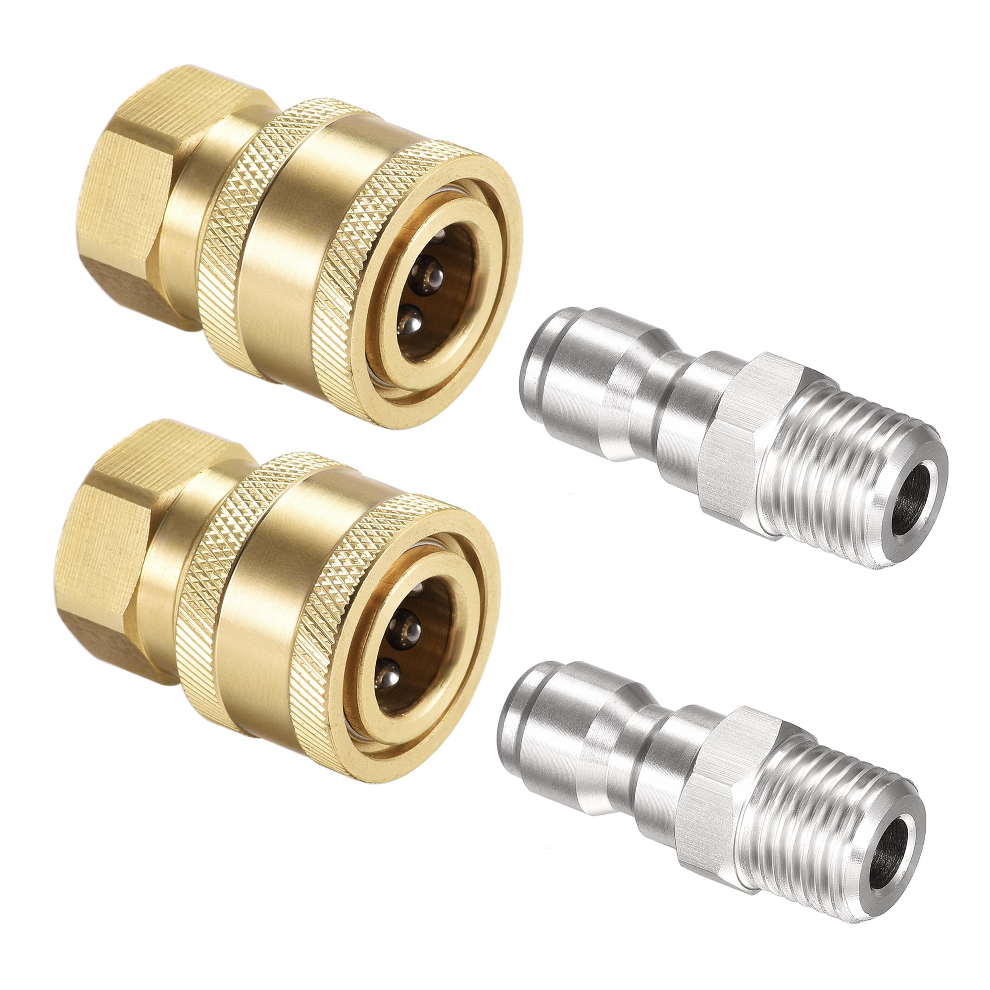 Uxcell Brass Quick Connect Set G1/4 Male & Female Thread 2 Sets ...