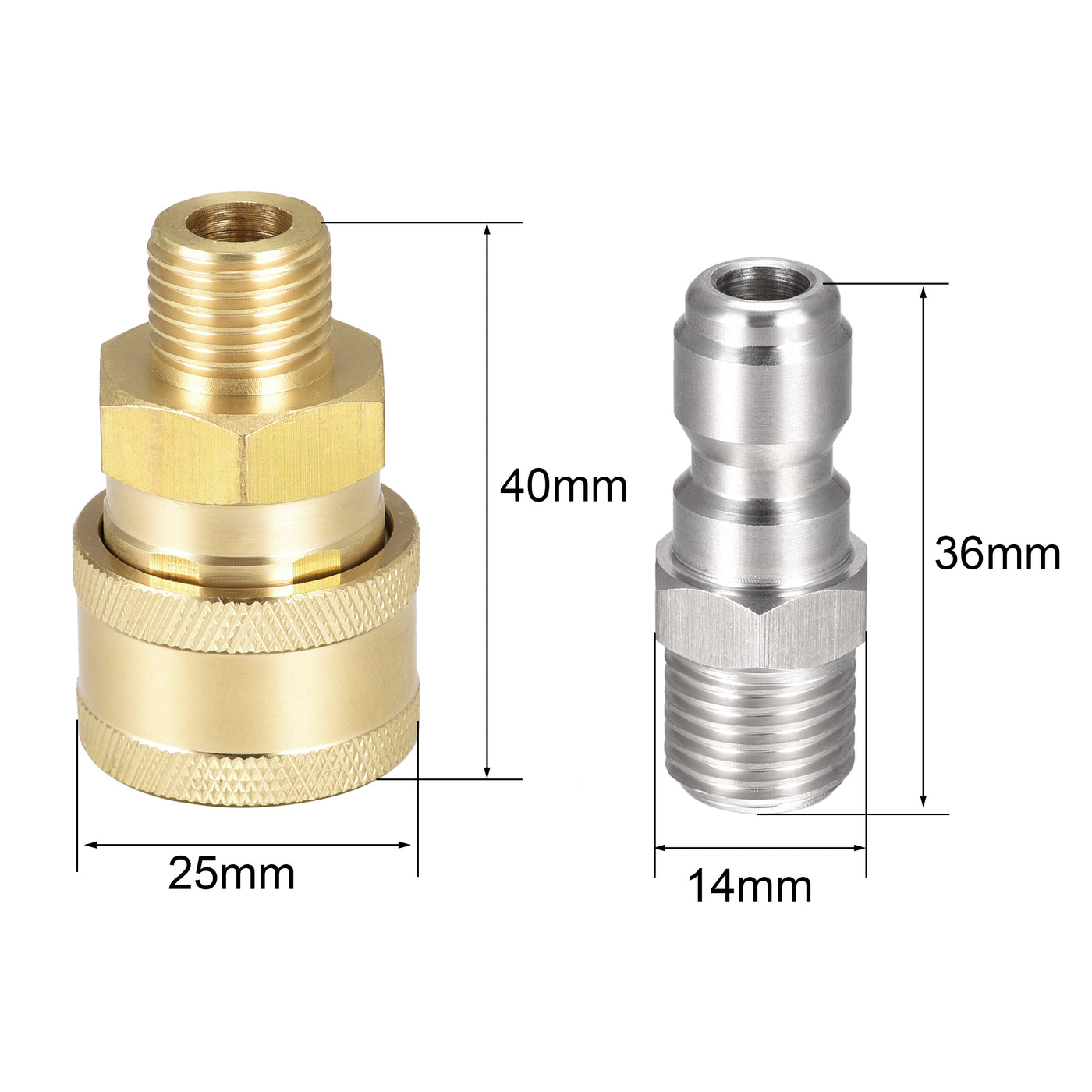 uxcell Uxcell Brass Quick Connect Set Fittings G1/4 Male Thread 2 Sets
