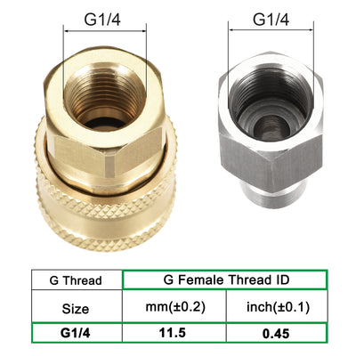 Harfington Uxcell Brass Quick Connectors Set Fittings G1/4 Female Thread