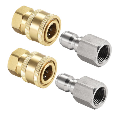 uxcell Uxcell Brass Quick Connect Set Fittings G1/4 Female Thread, 2 Sets