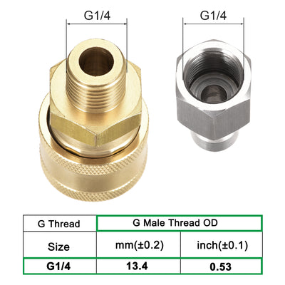 Harfington Uxcell Brass Quick Connect Set G1/4 Male & Female Thread, 2 Sets