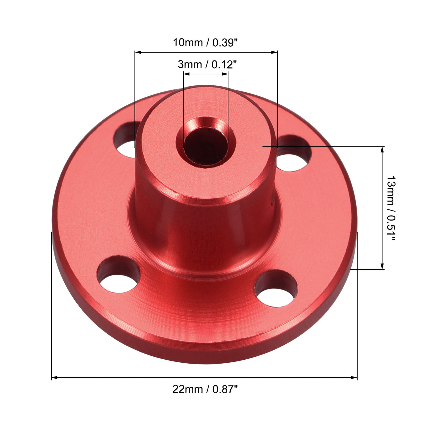 Uxcell Uxcell 3mm Dia H13xD10 Rigid Flange Coupling Motor Shaft Coupler DIY Red 2pcs