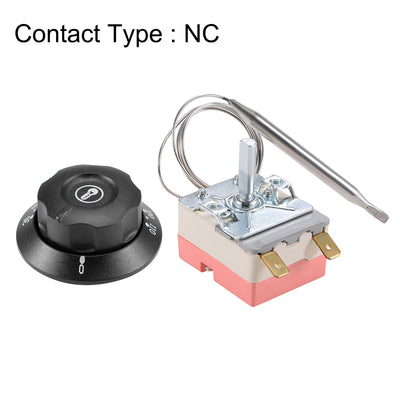 Harfington Uxcell NC 250V 16A 30-110C Temperature Control Switch Capillary Thermostat for Oven Refrigerator Heater, 0.7m, with 2 Screws&2 Crimp Terminals