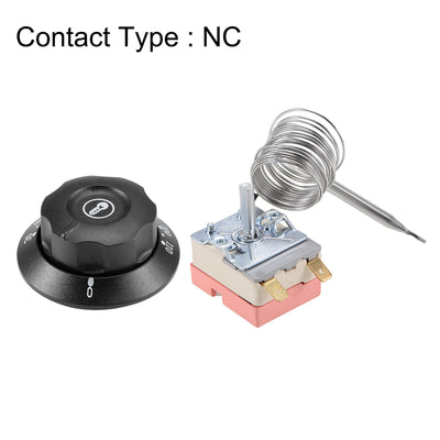 Harfington Uxcell NC 250V 16A 30-110C Temperature Control Switch Capillary Thermostat for Oven Refrigerator Heater, 2m, with 2 Screws&2 Crimp Terminals