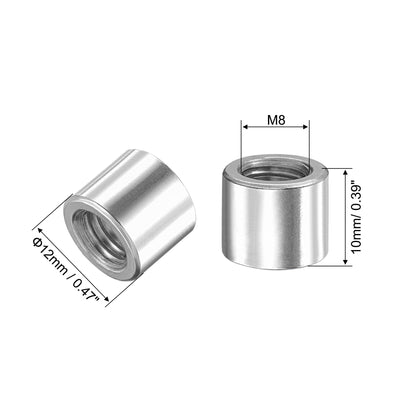 Harfington Uxcell M10x14mmx13mm Weld On Bung Nut Threaded 201 Stainless Steel Insert Weldable 4pcs