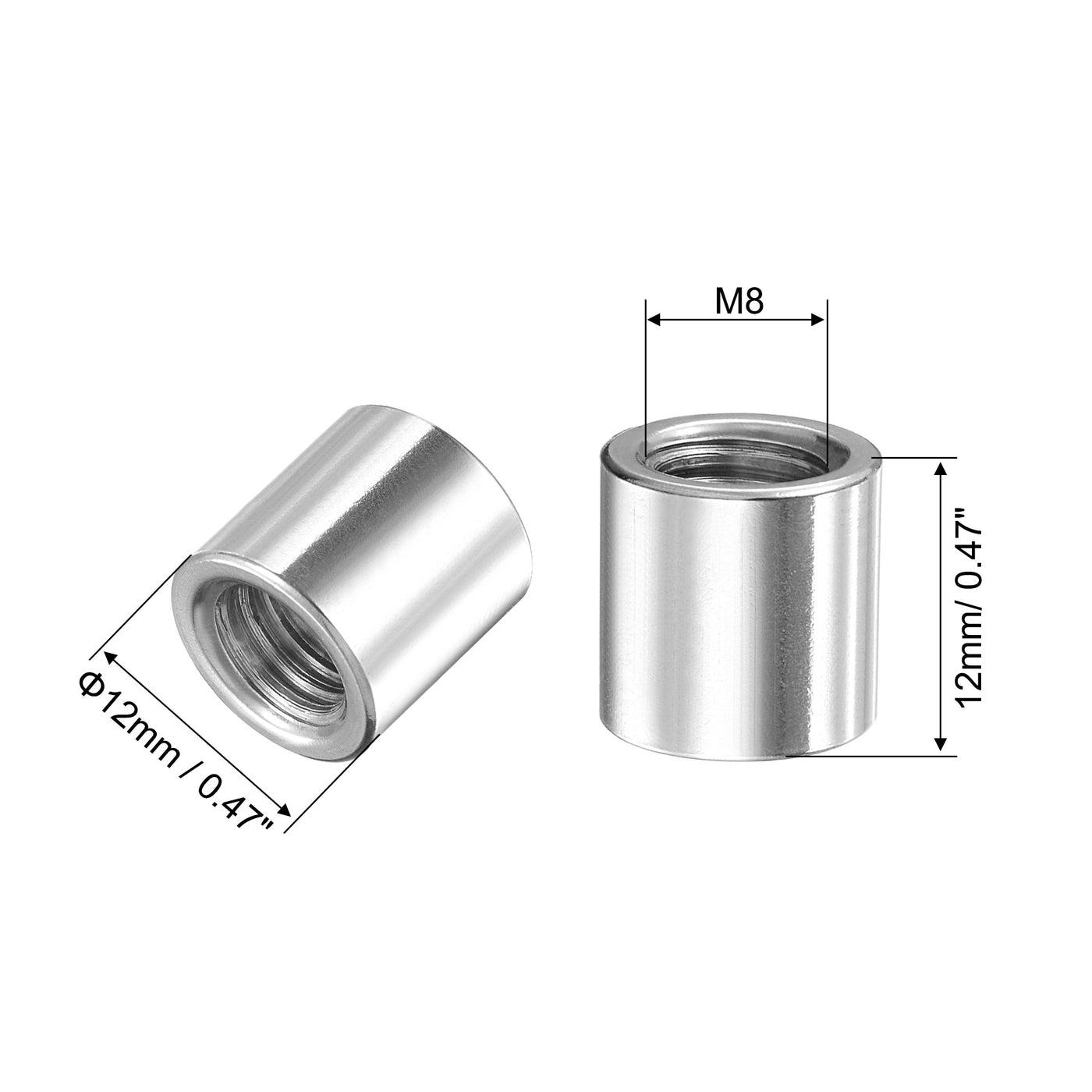 Uxcell Uxcell M10x14mmx13mm Weld On Bung Nut Threaded 201 Stainless Steel Insert Weldable 4pcs