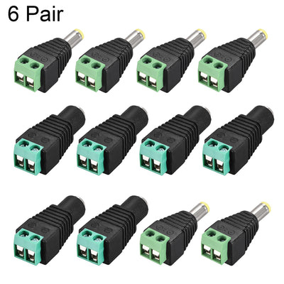 Harfington Uxcell 6Pair 5.5x2.1mm DC Power Jack Plug Adapter Connector for LED Strip CCTV Camera Cable Wire Ends
