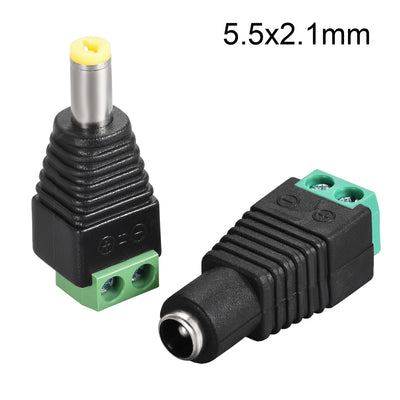 Harfington Uxcell 6Pair 5.5x2.1mm DC Power Jack Plug Adapter Connector for LED Strip CCTV Camera Cable Wire Ends