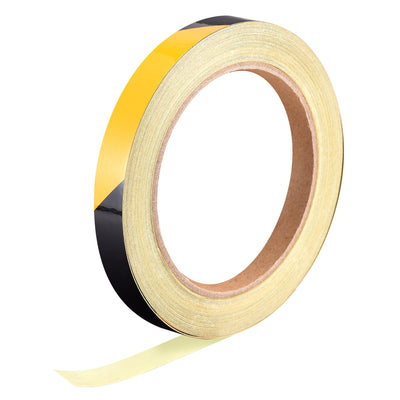 Harfington Uxcell Reflective Tape Yellow Black,  10mm x 25m, Outdoor Waterproof Warning Tape For Bikes, RV, and Boat Striping Marking