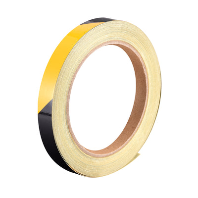 Harfington Uxcell Reflective Tape Yellow Black,  10mm x 25m, Outdoor Waterproof Warning Tape For Bikes, RV, and Boat Striping Marking