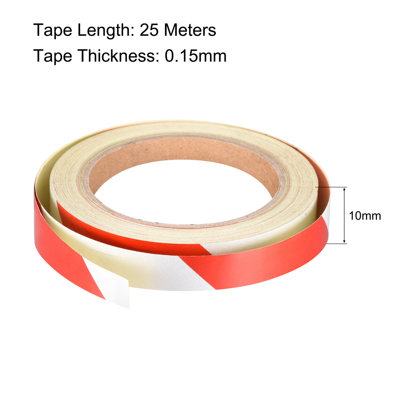 uxcell Uxcell Reflective Tape Red White,  10mm x 25m, Outdoor Waterproof Warning Tape For Bikes, RV, and Boat Striping Marking