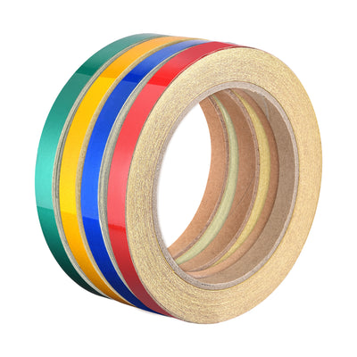 Harfington Uxcell Reflective Tape Red Green Yellow Blue,  10mm x 25m, Outdoor Waterproof Warning Tape For Bikes, RV, and Boat Striping Marking