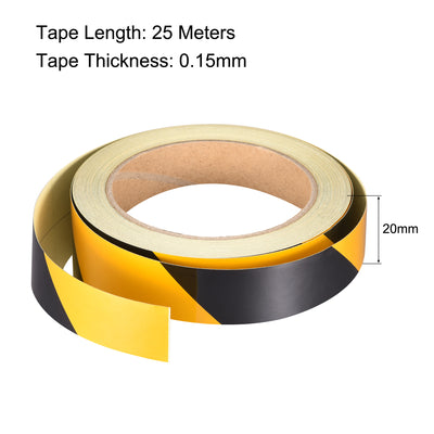 Harfington Uxcell Reflective Tape Yellow Black, 20mm x 25m, Outdoor Waterproof Warning Tape For Bikes, RV, and Boat Striping Marking