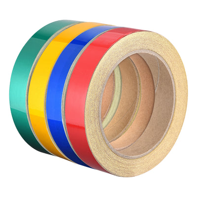 Harfington Uxcell Reflective Tape Red Green Yellow Blue, 20mm x 25m, Outdoor Waterproof Warning Tape For Bikes, RV, and Boat Striping Marking