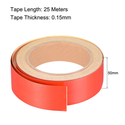 Harfington Uxcell Reflective Tape Red, 50mm x 25m, Outdoor Waterproof Warning Tape For Bikes, RV, and Boat Striping Marking