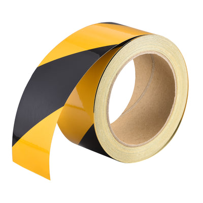 Harfington Uxcell Reflective Tape Yellow Black, 50mm x 25m, Outdoor Waterproof Warning Tape For Bikes, RV, and Boat Striping Marking