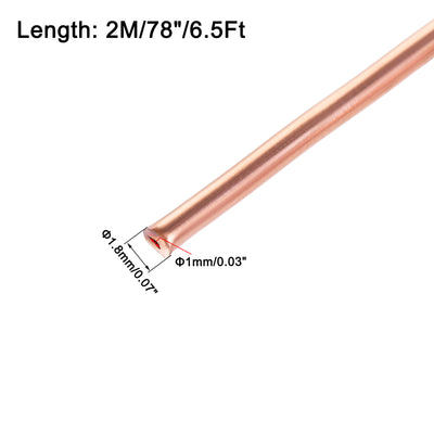 Harfington Uxcell Refrigeration Tubing 1.8mm OD 0.8mm ID 6.5Ft Length Copper Tubing Coil