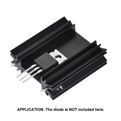 Harfington Uxcell 34x25x12mm TO-220 Aluminum Heatsink for Cooling Transistor Diodes with 2 Support Pin Black 6pcs
