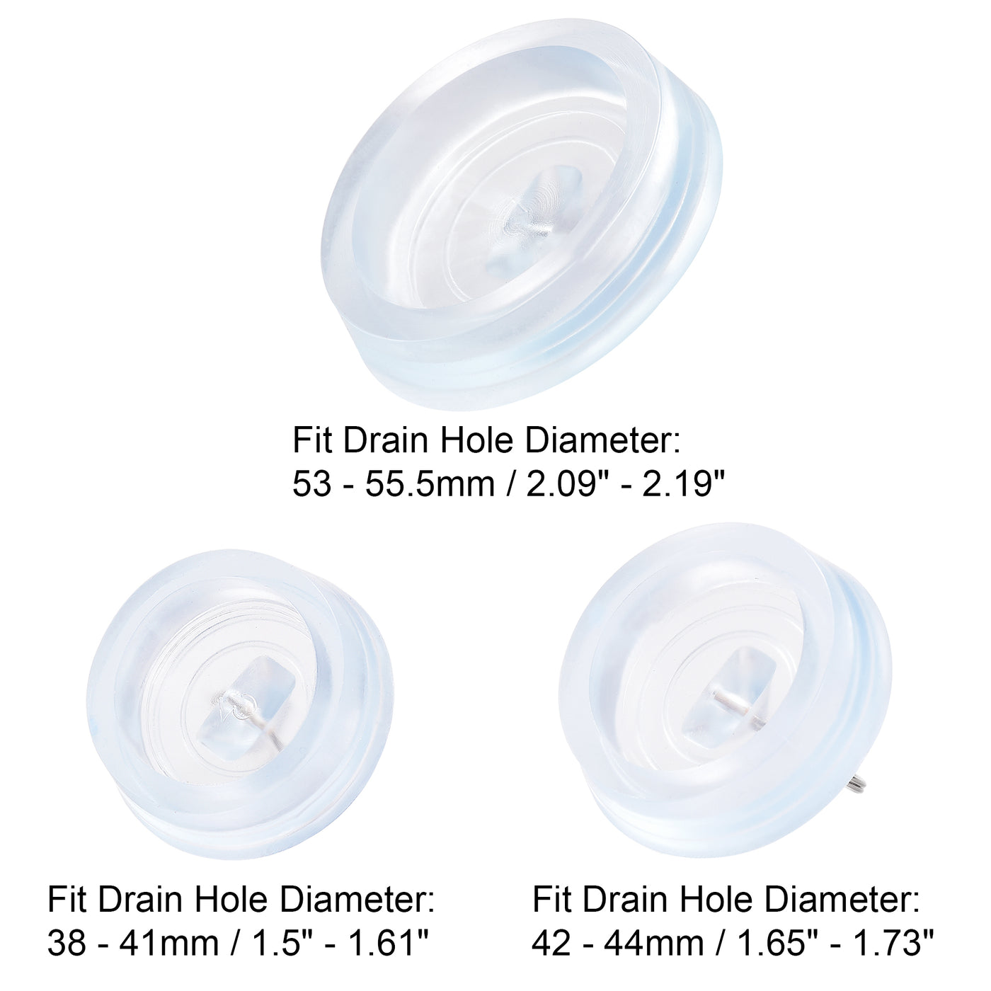 uxcell Uxcell Drain Stopper, 3 Sizes Rubber Sink Stopper Plug 37mm/41mm/52mm with Hanging Ring Clear Blue for Bathtub Kitchen and Bathroom 1Set (3 Pieces)