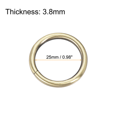 Harfington Uxcell Metal O Ring 25mm ID 3.8mm Thickness Non-Welded Rings Bronze Tone 10pcs