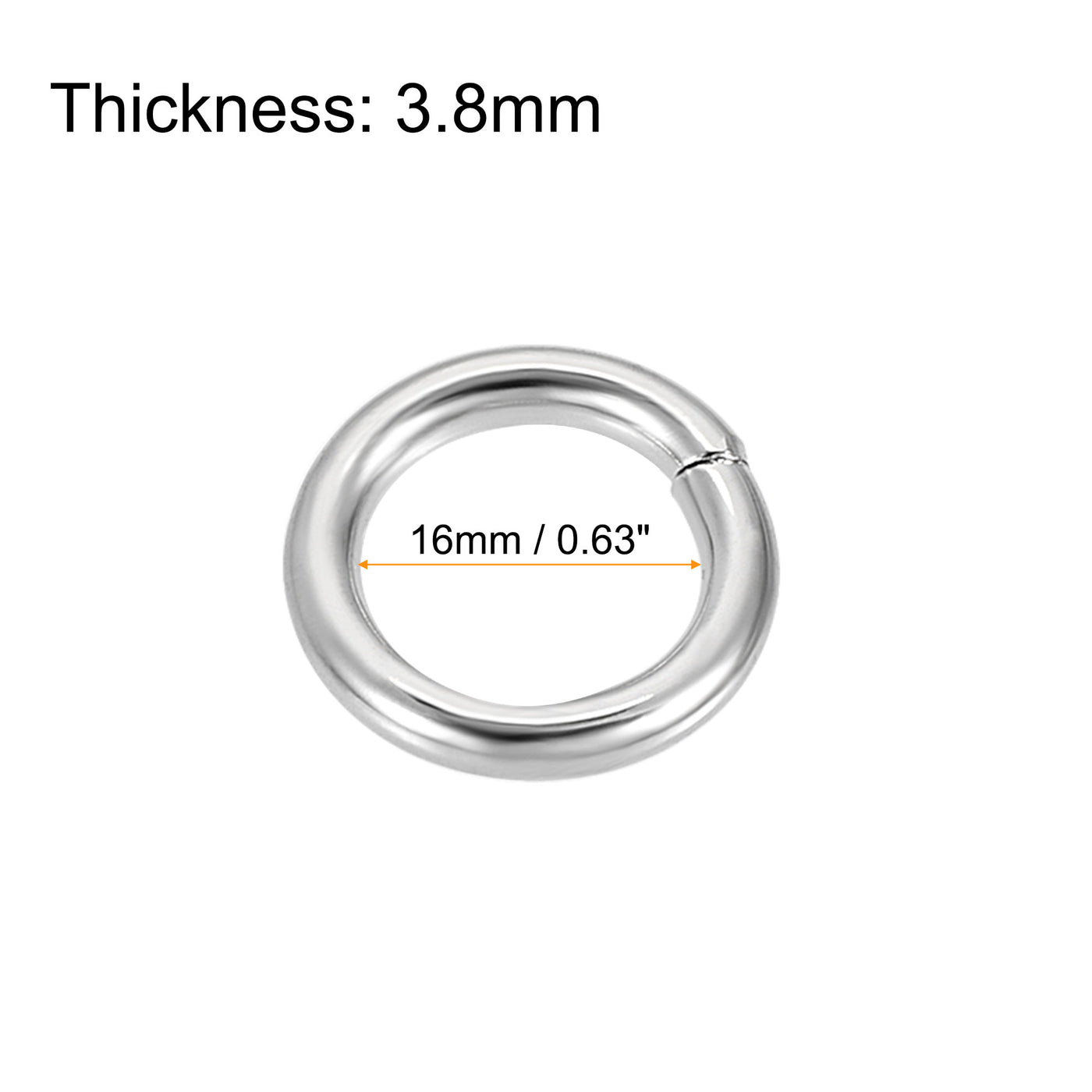 uxcell Uxcell Metal O Ring 16mm(0.63") ID 3.8mm Thickness Non-Welded Rings Silver Tone 15pcs