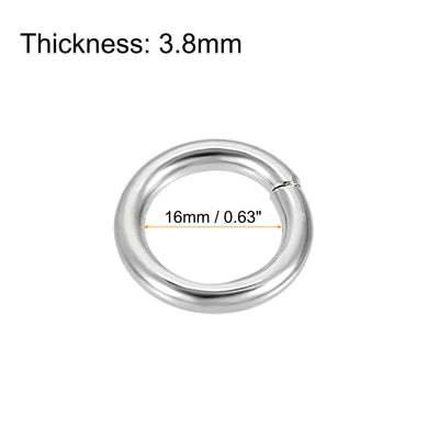 Harfington Uxcell Metal O Ring 16mm(0.63") ID 3.8mm Thickness Non-Welded Rings Silver Tone 15pcs