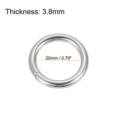 Harfington Uxcell Metal O Ring 20mm(0.79") ID 3.8mm Thickness Non-Welded Rings Silver Tone 15pcs