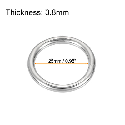 Harfington Uxcell Metal O Ring 25mm(0.98") ID 3.8mm Thickness Non-Welded Rings Silver Tone 15pcs