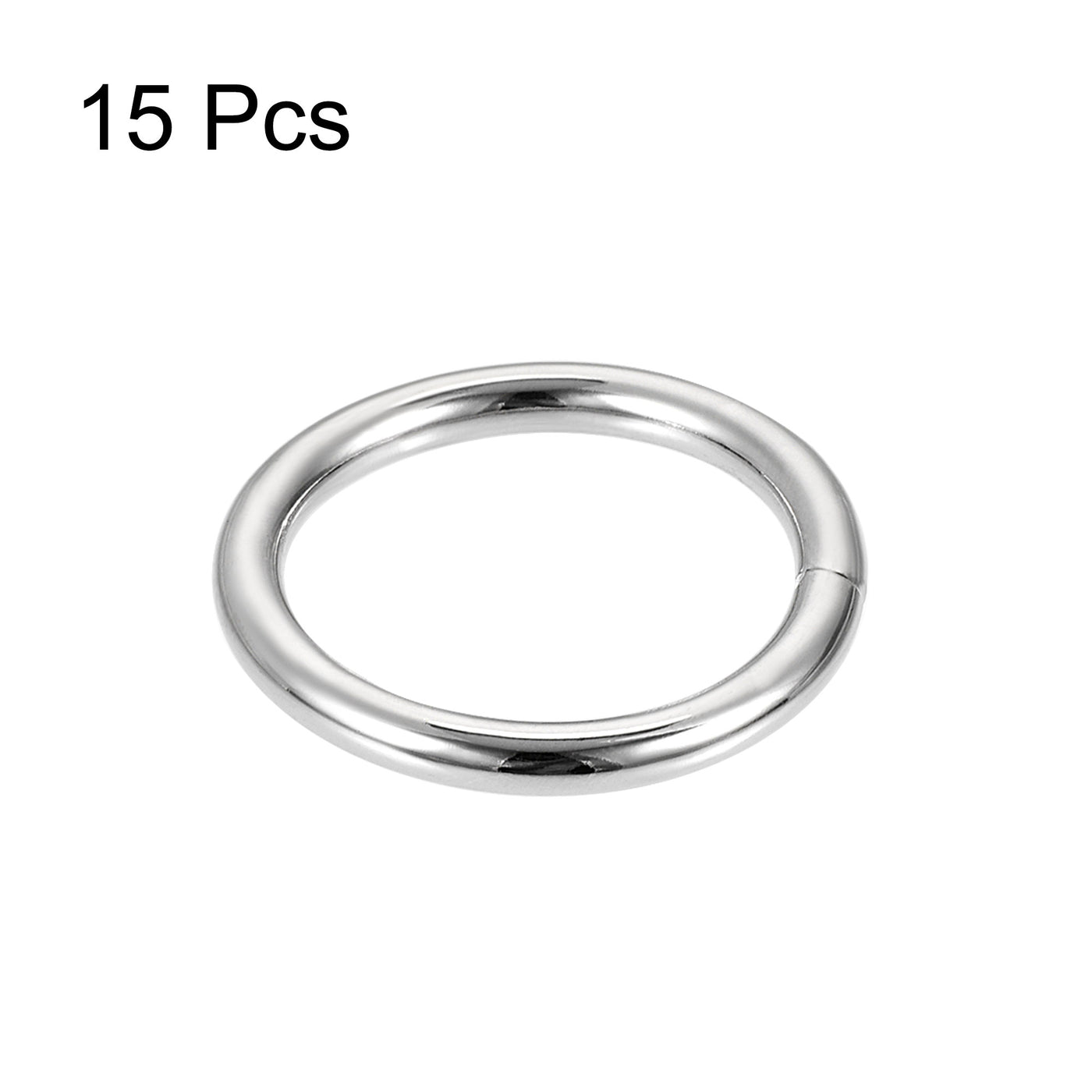 uxcell Uxcell Metal O Ring 25mm(0.98") ID 3.8mm Thickness Non-Welded Rings Silver Tone 15pcs