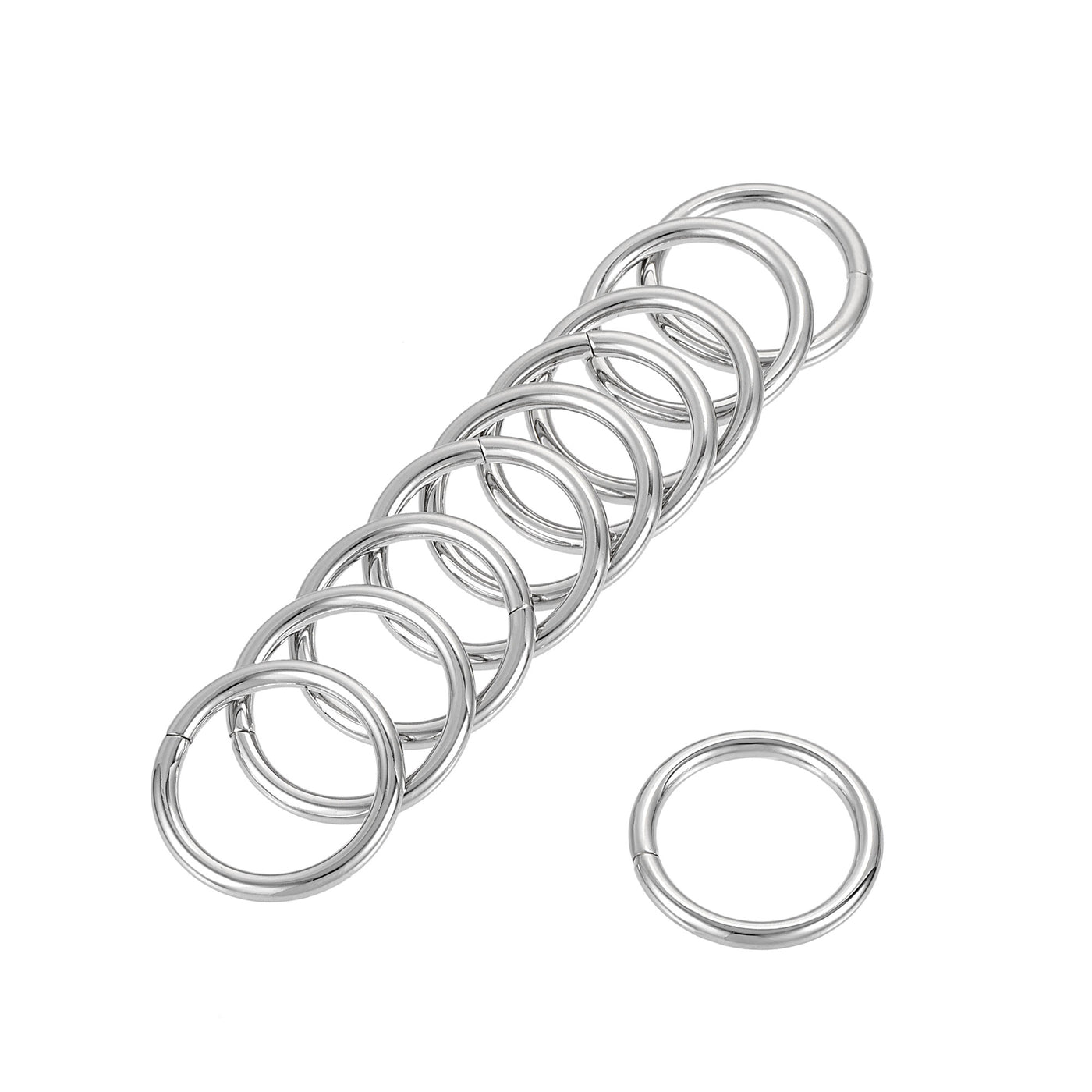 uxcell Uxcell Metal O Ring 25mm(0.98") ID 3.8mm Thickness Non-Welded Rings Silver Tone 15pcs
