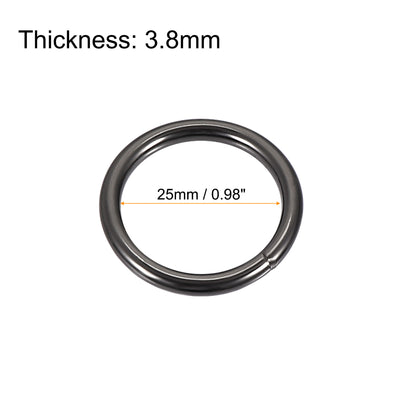 Harfington Uxcell Metal O Ring 25mm(0.98") ID 3.8mm Thickness Non-Welded Rings Black 15pcs